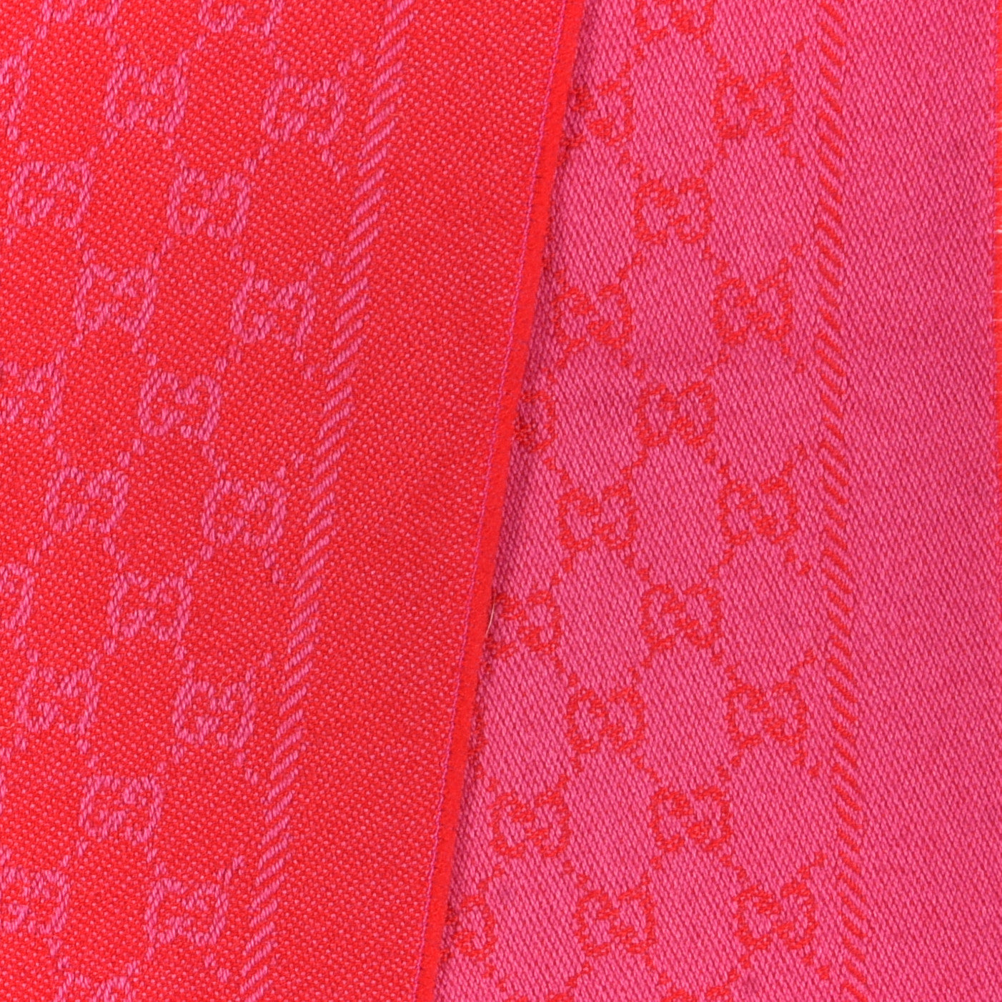 Gucci Wool Silk GG Monogram GGWeblong Fringe Scarf Shawl Orange Pink 3 of 5