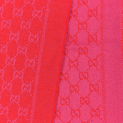 Gucci Wool Silk GG Monogram GGWeblong Fringe Scarf Shawl Orange Pink 3 of 5