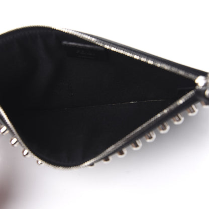 Fendi Vitello Elite Mink Fur Studded Karlito Zip Pouch Black 5 of 7