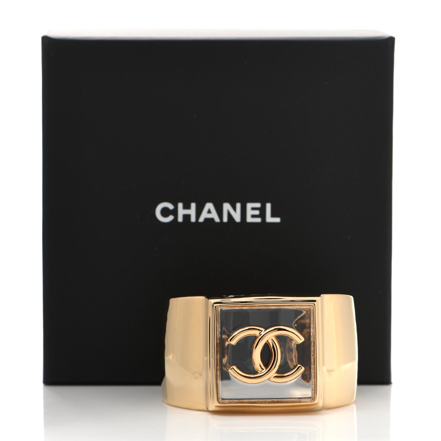 Chanel Resin CC Cuff Transparent Gold 6 of 6