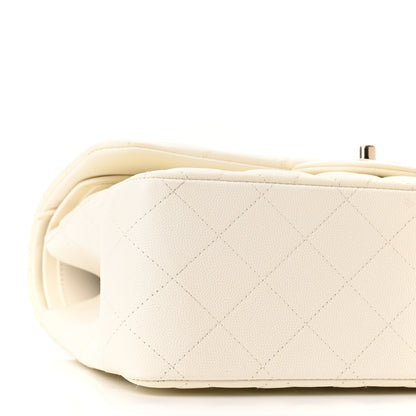 Chanel Caviar Quilted Jumbo Double Flap White 9 of 11