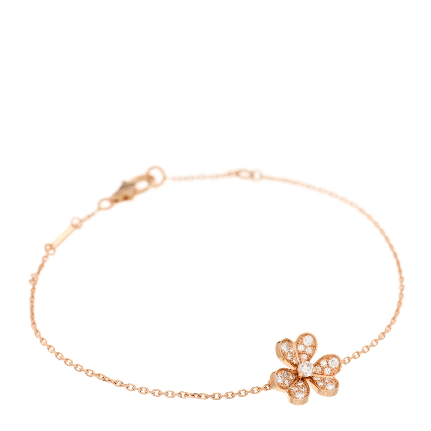 Van Cleef & Arpels 18K Rose Gold Diamond Mini Frivole Pave Bracelet 1 of 3