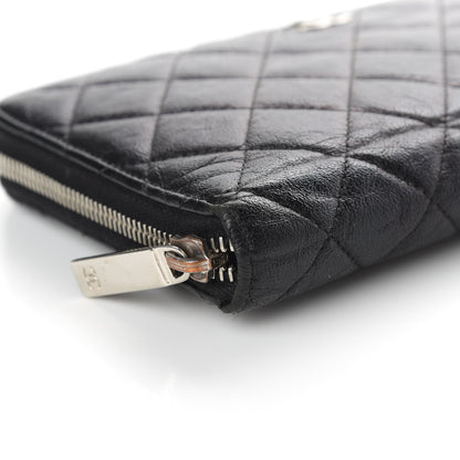 Chanel Calfskin Quilted Large Zip Around Organizer Wallet Black 5 of 9