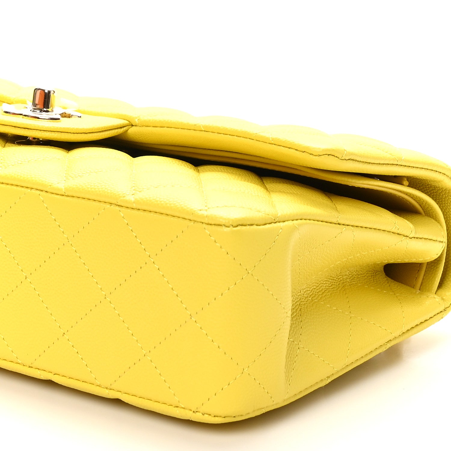 Chanel Caviar Quilted Medium Double Flap Yellow 10 of 11