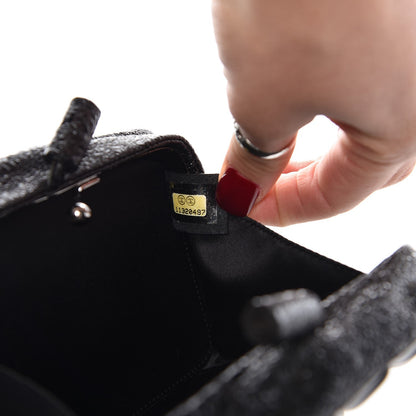 Chanel Cracked Calfskin Quilted Crystal Lion Clutch Black 8 of 9