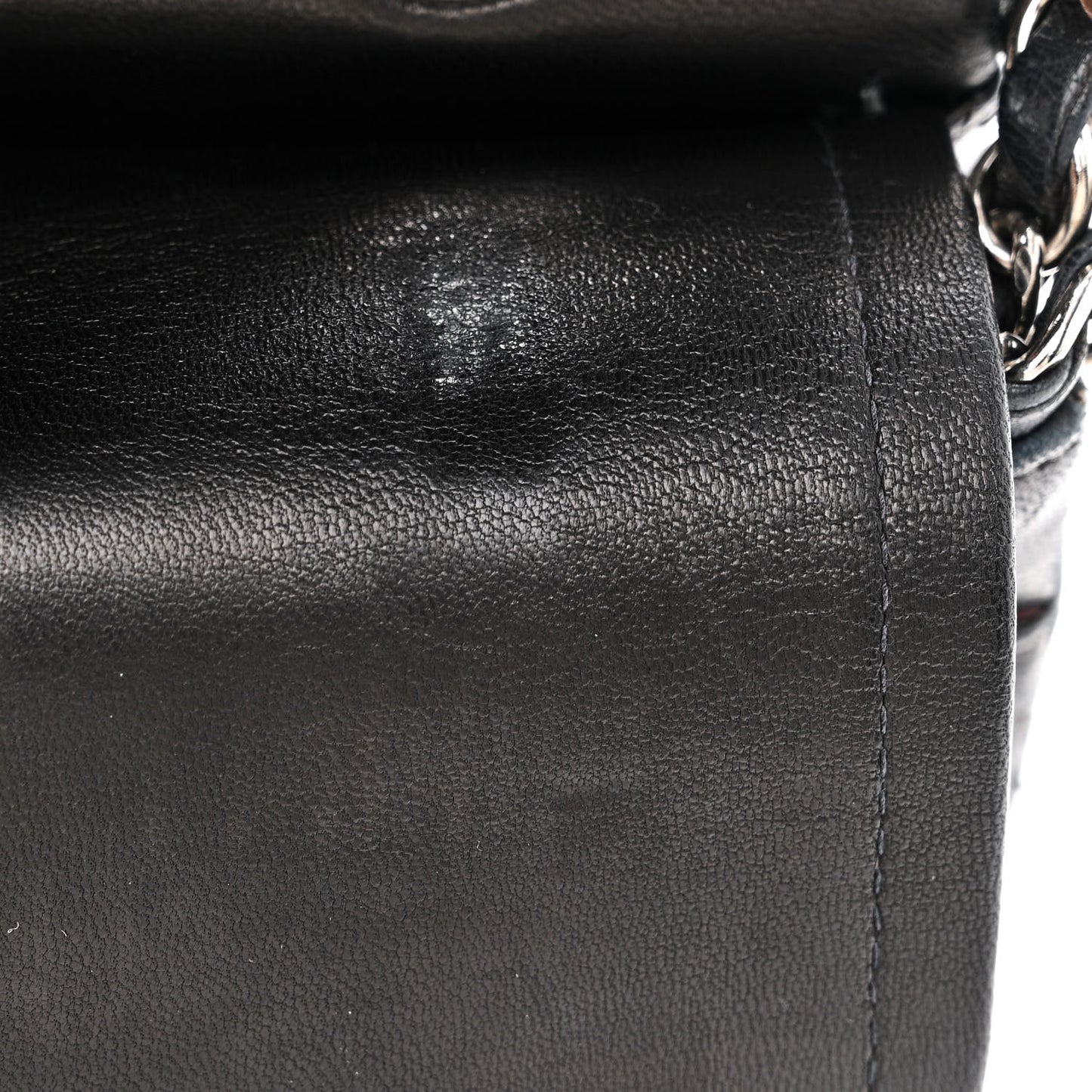 Lambskin Quilted Medium Double Flap Black