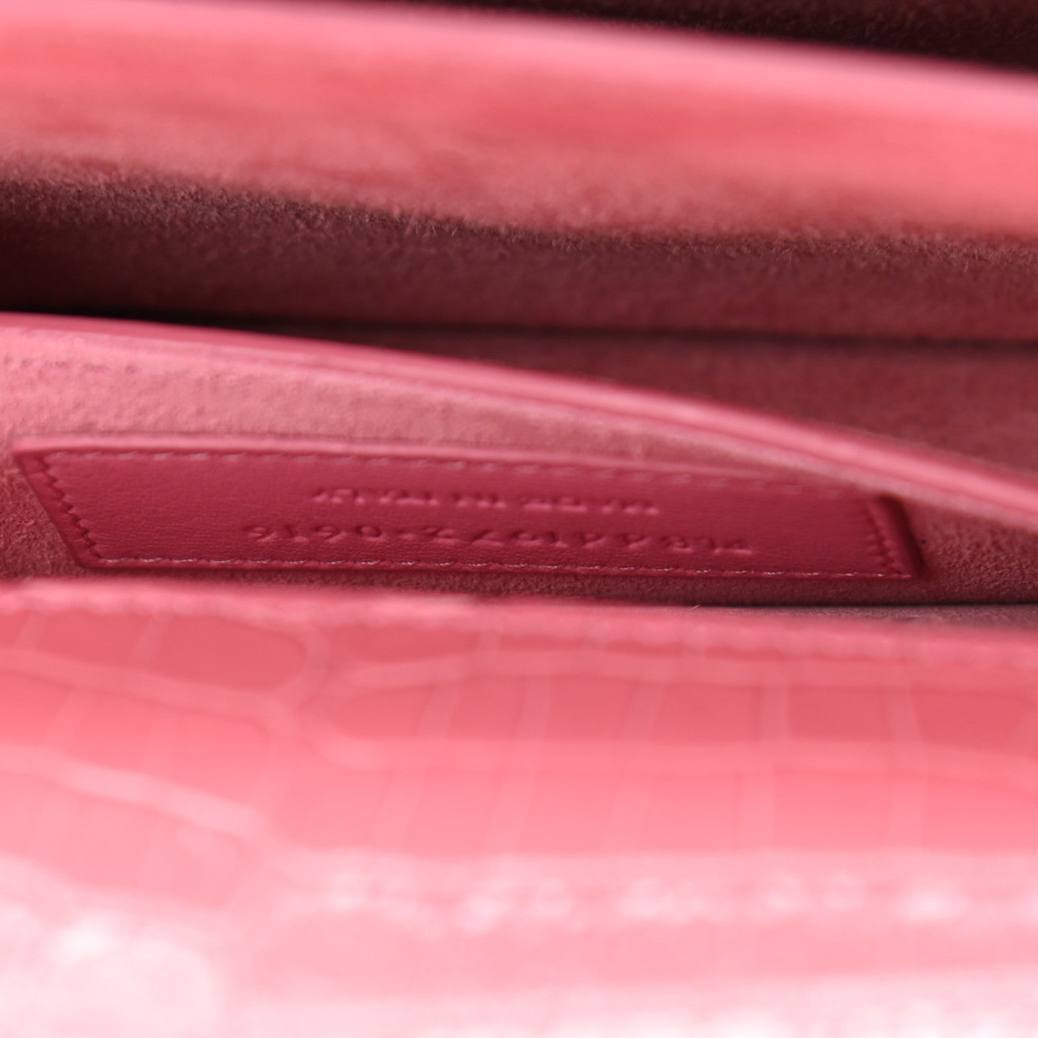 Saint Laurent Calfskin Crocodile Embossed Small Monogram Sunset Pink 9 of 11