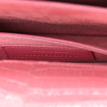 Saint Laurent Calfskin Crocodile Embossed Small Monogram Sunset Pink 9 of 11