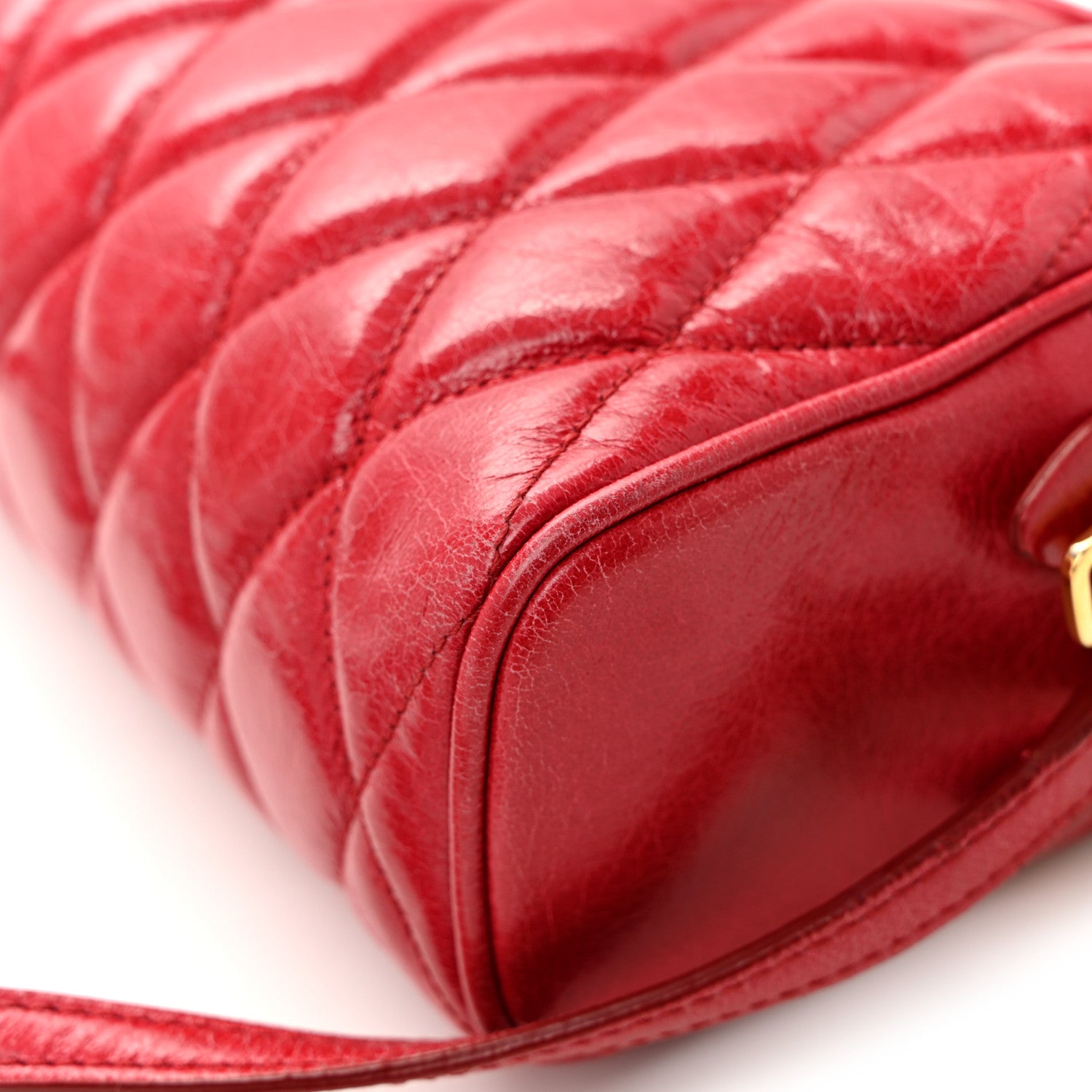 Miu Miu Vitello Shine Quilted Camera Bag Cherry 15 of 16