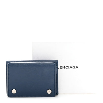 Balenciaga Agneau Arena Tri-Fold Card Case  Bleu Profond 7 of 7