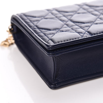Christian Dior Lambskin Cannage Lady Dior Clutch Navy Blue 8 of 9