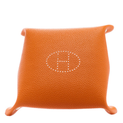 Hermes Taurillon Clemence Mises et Relances Change Tray Etoupe Orange 2 of 5
