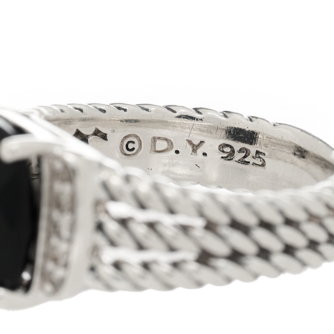 David Yurman Sterling Silver Diamond Black Onyx 10mm Petite Wheaton Ring 51 5.75 4 of 4
