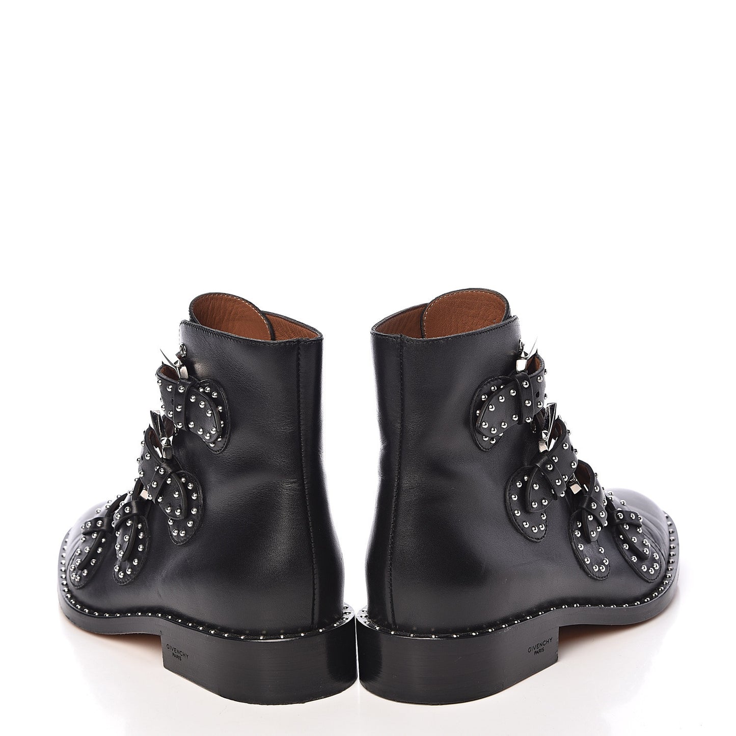 Calfskin Studded Prue Buckle Bootie 38 Black