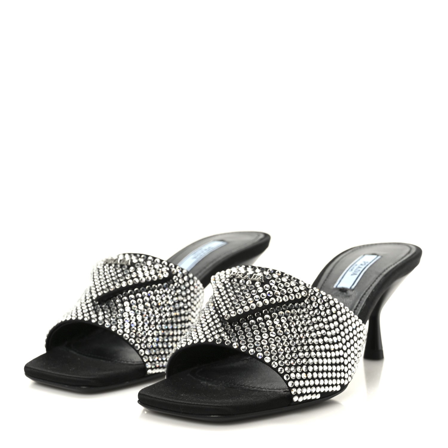 Prada Satin Crystal Logo 65mm Slide Sandals 36 Cristal 4 of 9
