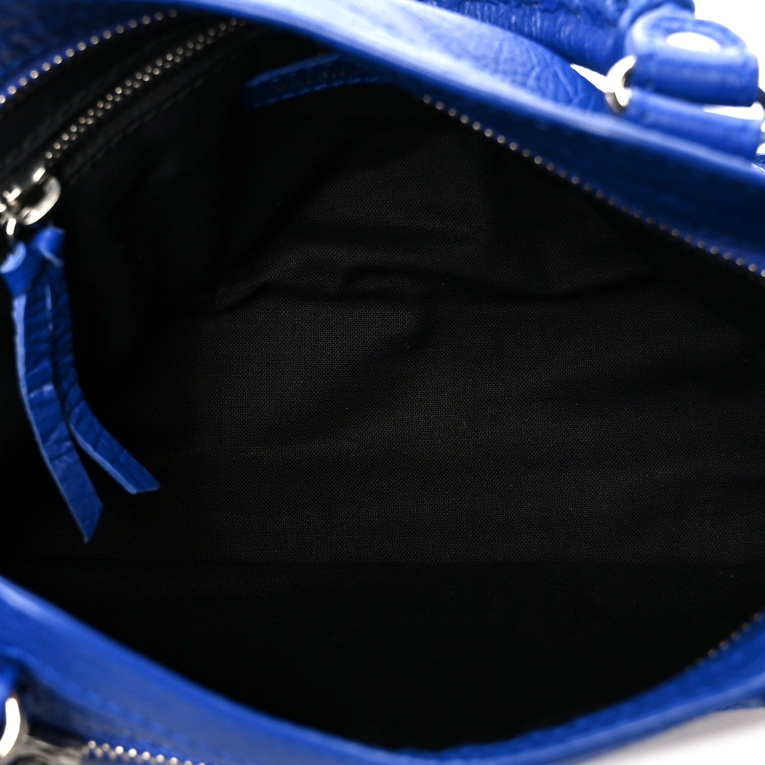 Balenciaga Agneau Classic Silver Hardware Mini City Logo Strap Bleu Electric Black 6 of 11