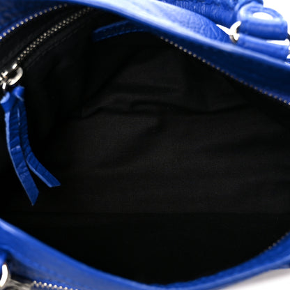 Balenciaga Agneau Classic Silver Hardware Mini City Logo Strap Bleu Electric Black 6 of 11