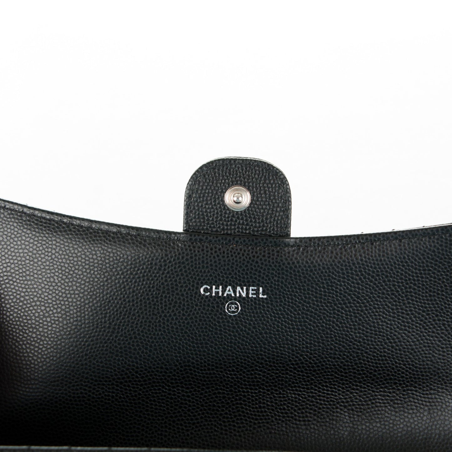 Caviar Chevron Quilted Large Flap Wallet Black