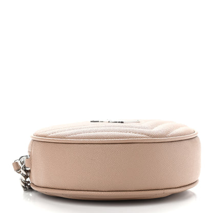 Saint Laurent Grain De Poudre Matelasse Chevron Quilted Round Vinyle Camera Bag Gold Sand 3 of 8