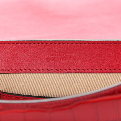 Chloe Calfskin Crocodile Embossed C Clutch With Chain Dusky Red 6 of 10