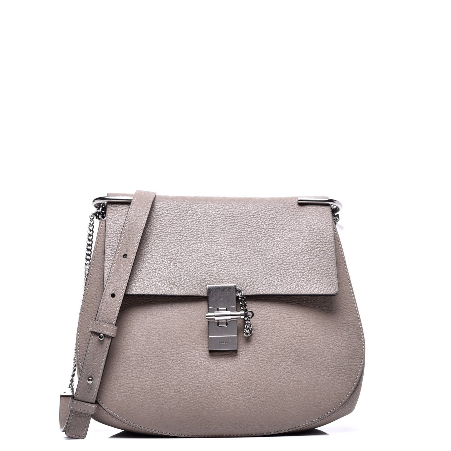 Grained Lambskin Large Drew Shoulder Bag Motty Grey