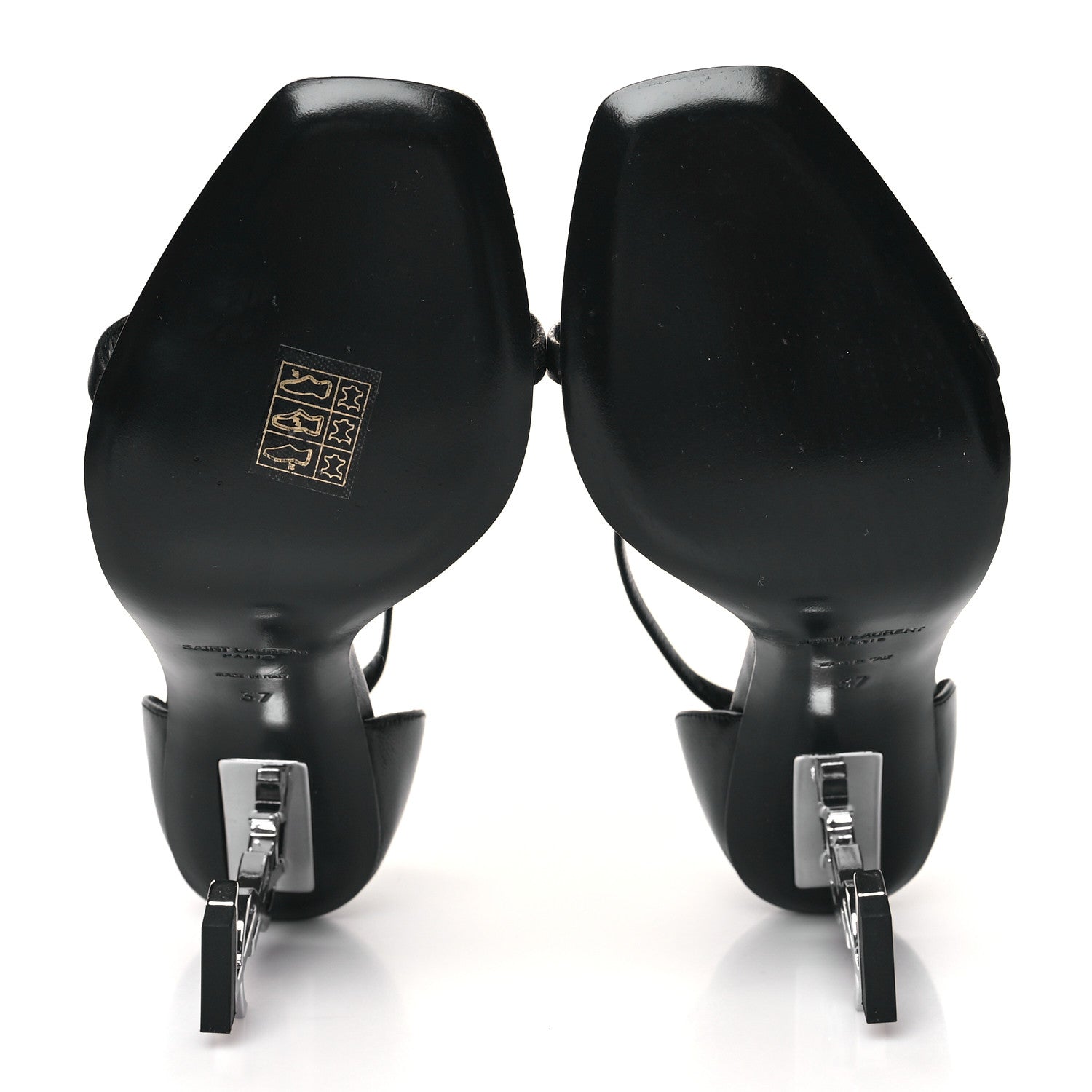Saint Laurent Calfskin Opyum 85 Sandals 37 Black Silver 5 of 9