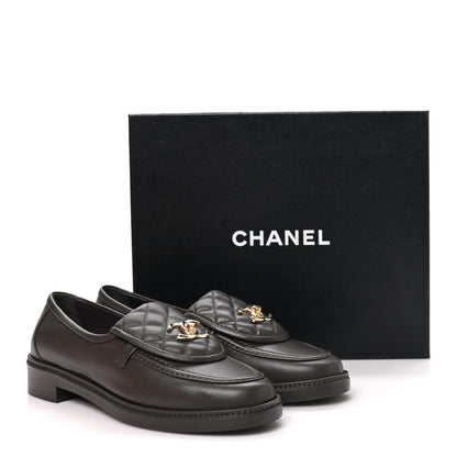 Chanel Lambskin Quilted CC Turnlock Loafers 40 Dark Brown 11 of 11