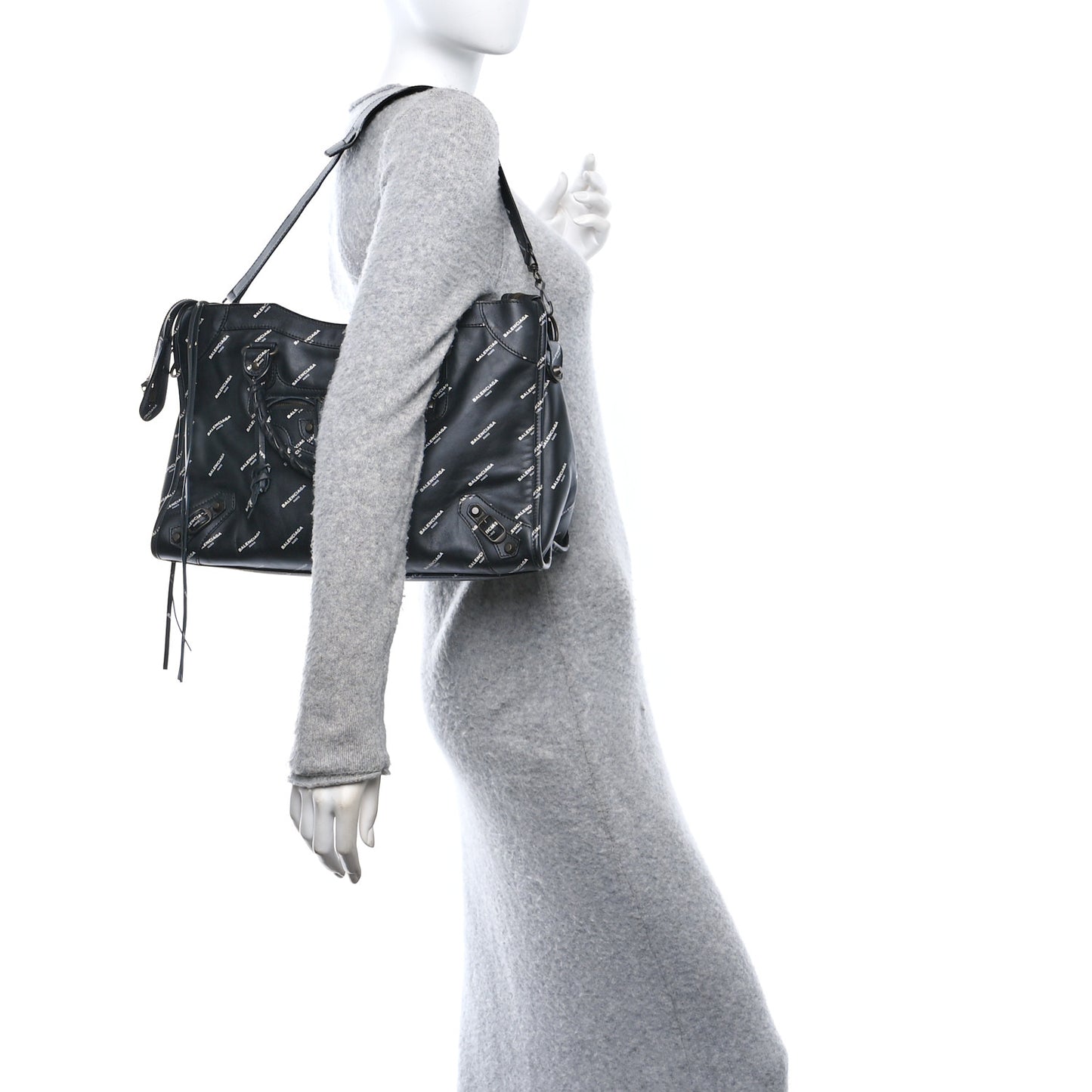 Veau Allover Logo Classic Hardware City Black White