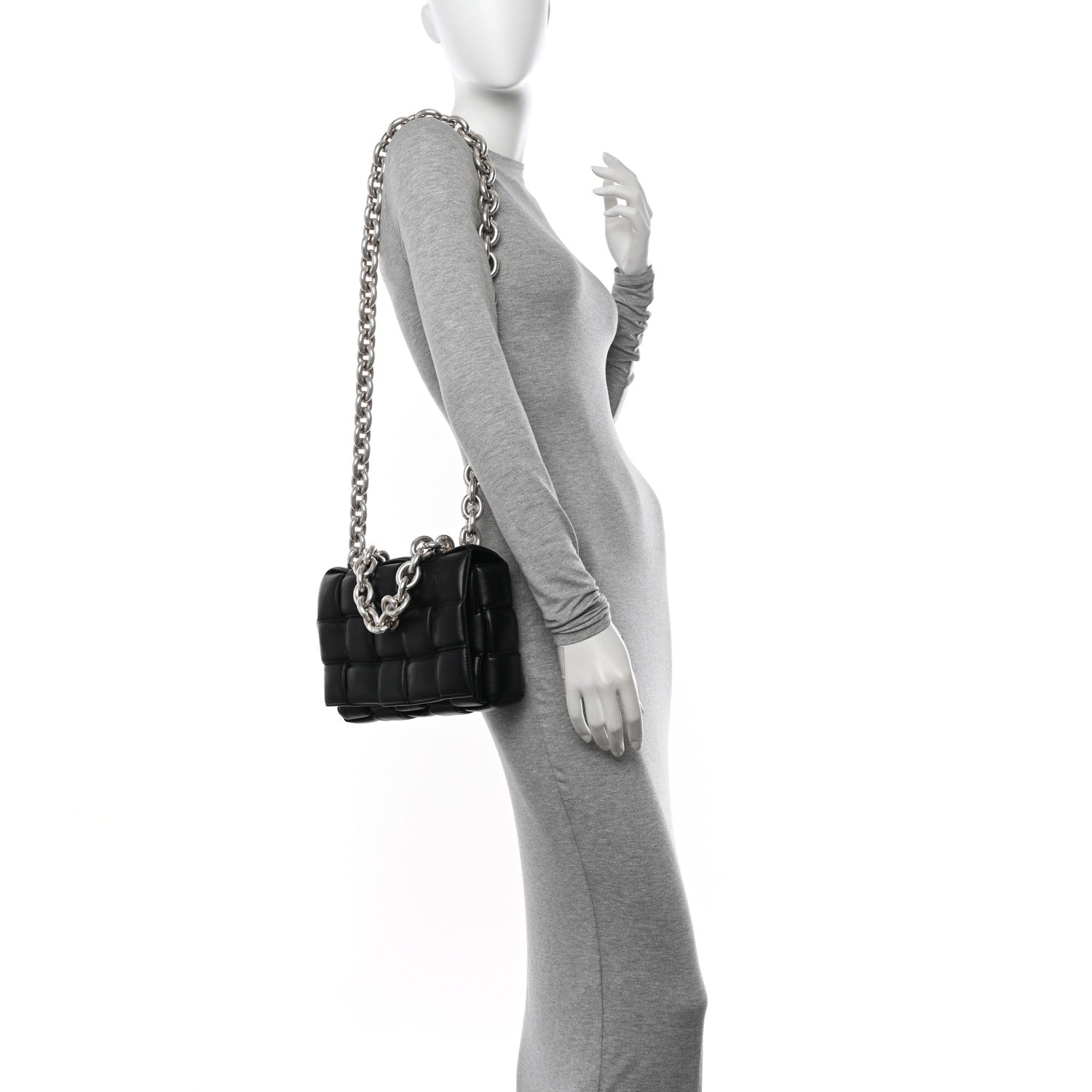 Bottega Veneta Lambskin Maxi Intreccio Padded Chain Cassette Crossbody Bag Black 2 of 13