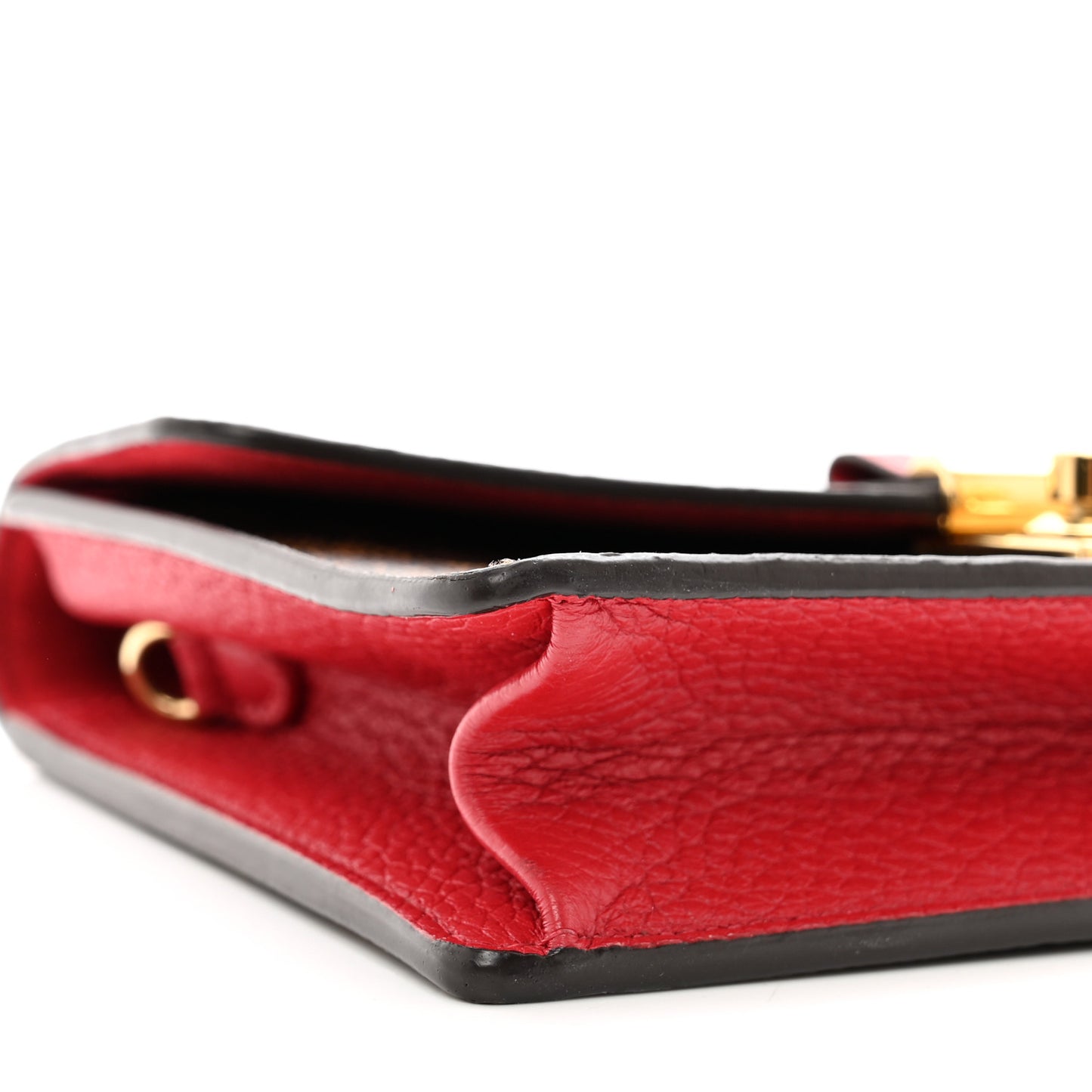 Damier Ebene Croisette Chain Wallet Scarlet
