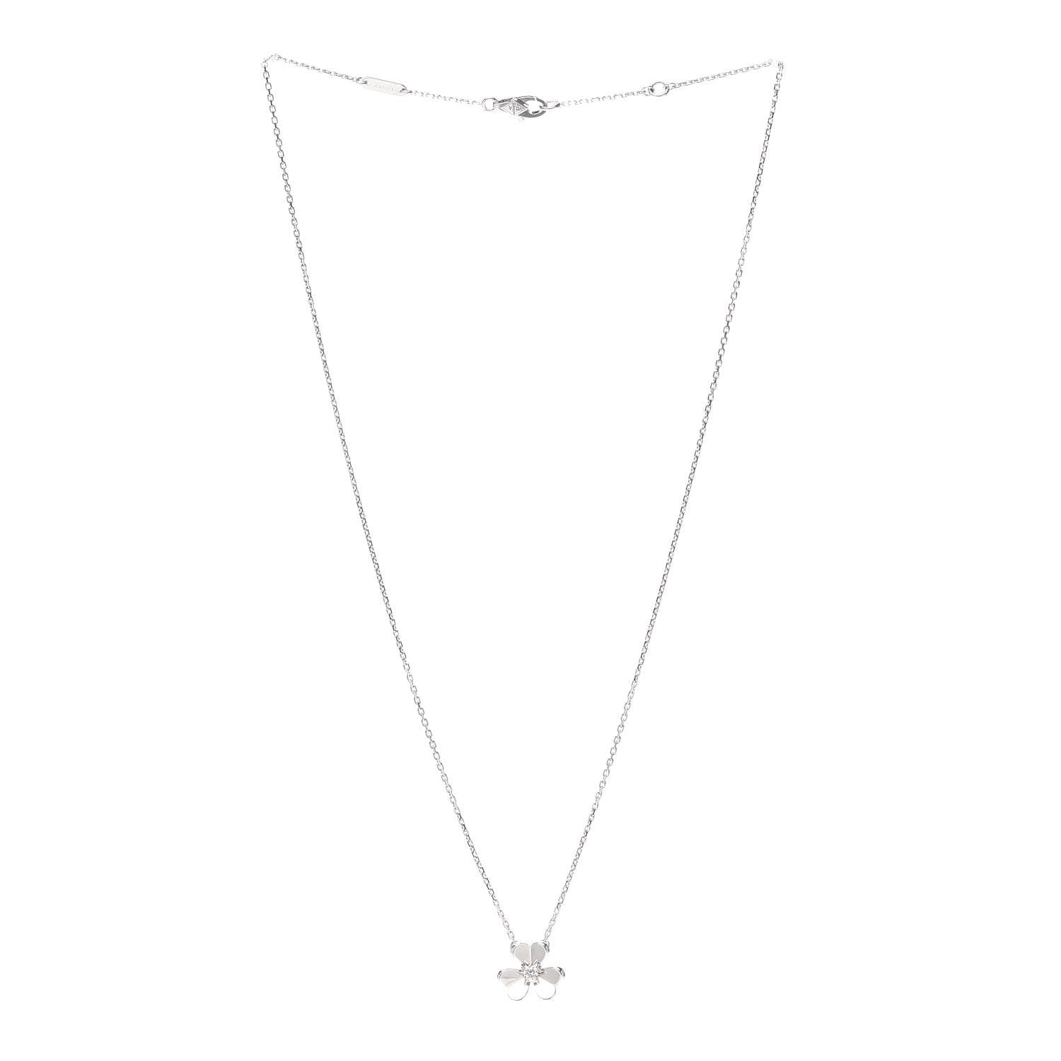 Van Cleef & Arpels 18K White Gold Diamond Mini Frivole Pendant Necklace 3 of 6