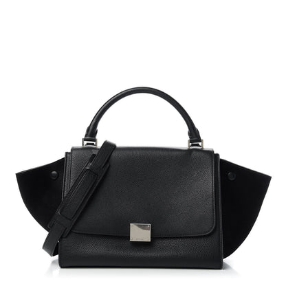 Celine Drummed Calfskin Suede Small Trapeze Black 1 of 9