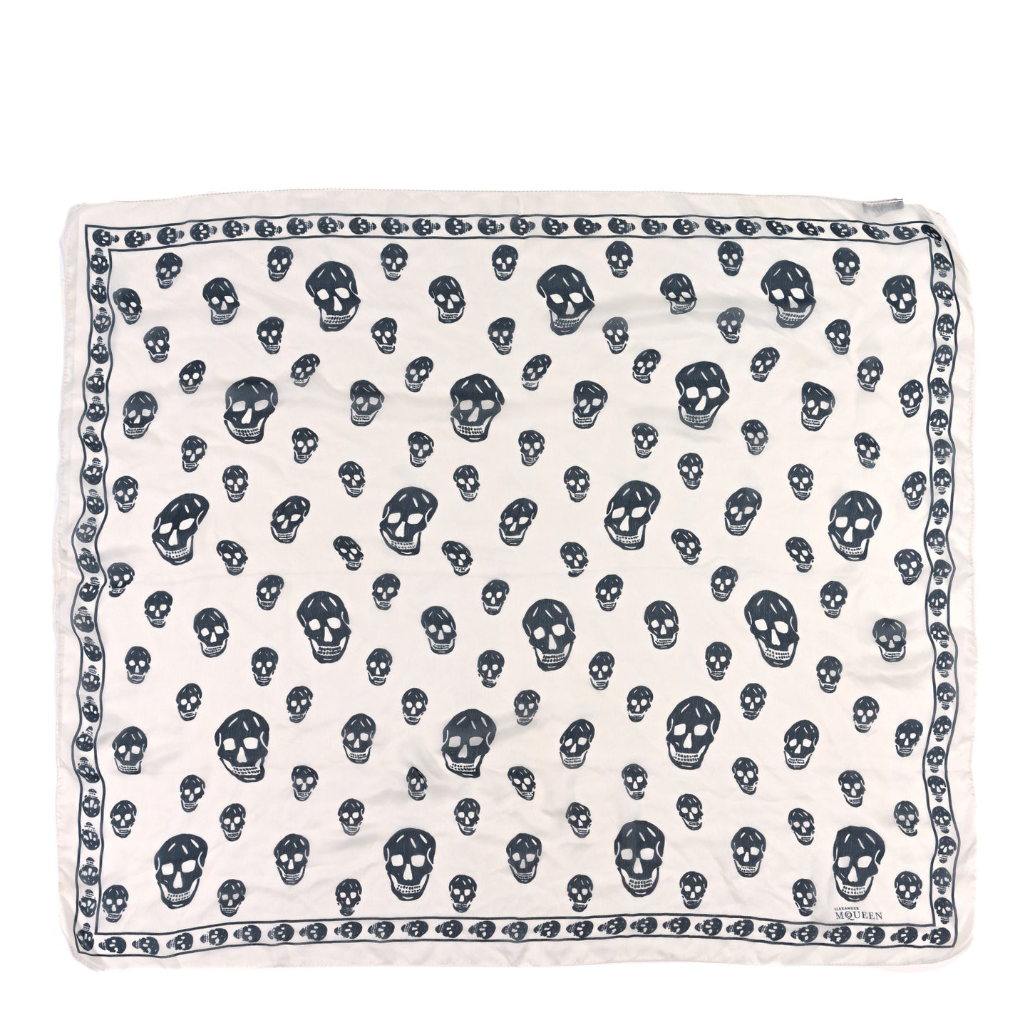 Silk Chiffon Skull Scarf Ivory Black