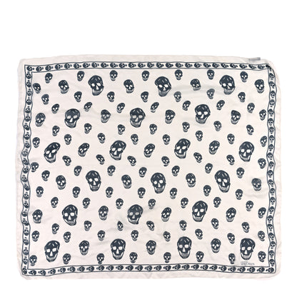 Alexander McQueen Silk Chiffon Skull Scarf Ivory Black 1 of 3