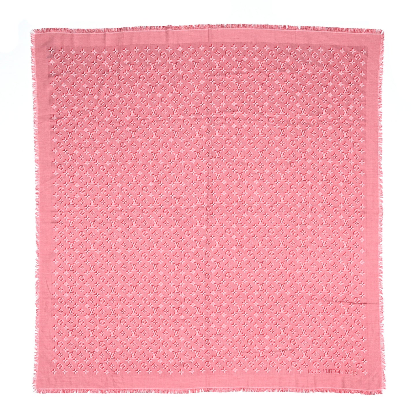 Silk Wool Monogram Umbra Shawl Rouge