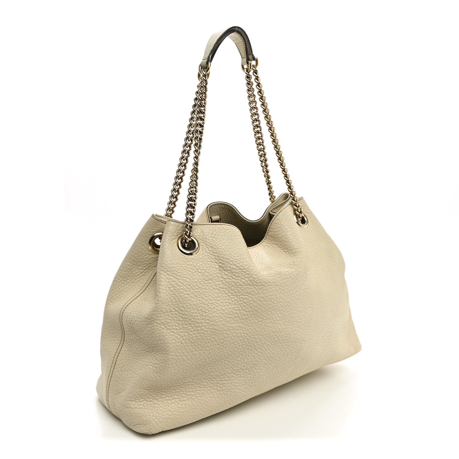 Gucci Pebbled Calfskin Medium Soho Chain Shoulder Bag Off White 2 of 12