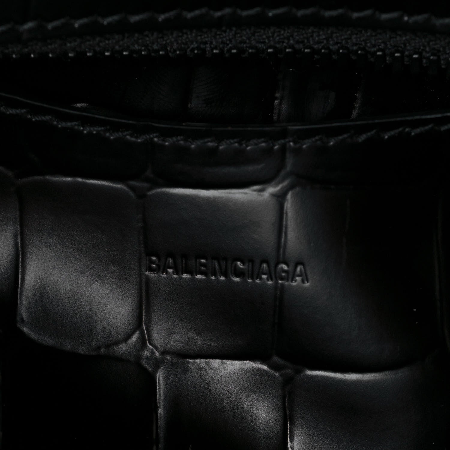 Balenciaga Semi Shiny Calfskin Crocodile Embossed Neo Classic Black Hardware Mini City Black 6 of 13
