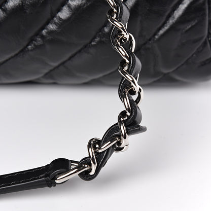 Chanel Aged Calfskin Chevron Large Soft Bowling Bag Black 12 of 12