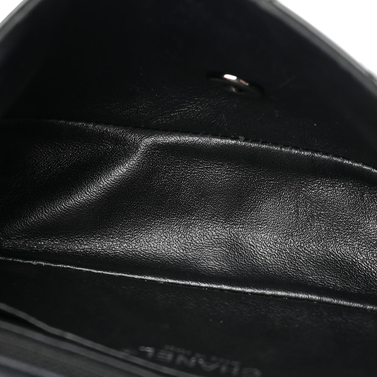 Patent Calfskin Quilted Mini Rectangular Flap Black
