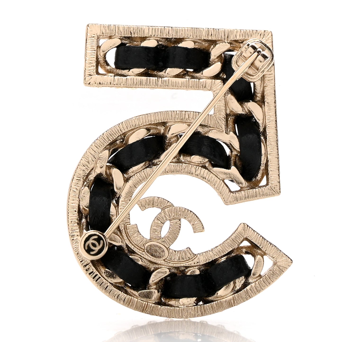 Lambskin Crystal 5 CC Brooch Gold