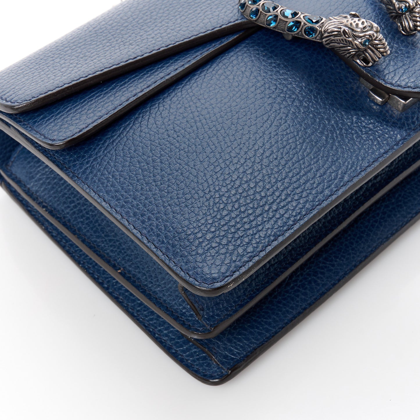 Pebbled Calfskin Small Dionysus Shoulder Bag Blue Agata