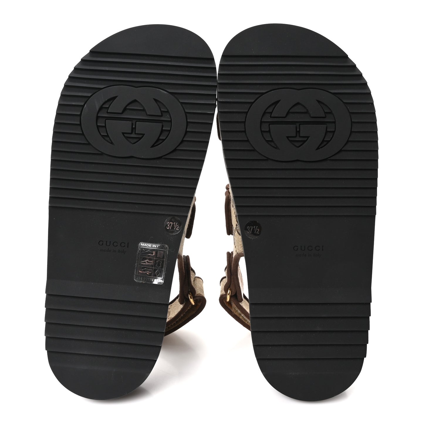 Monogram Kid Scamosciato Double G Womens Dad Sandals 37.5 Beige Ebony New Acero