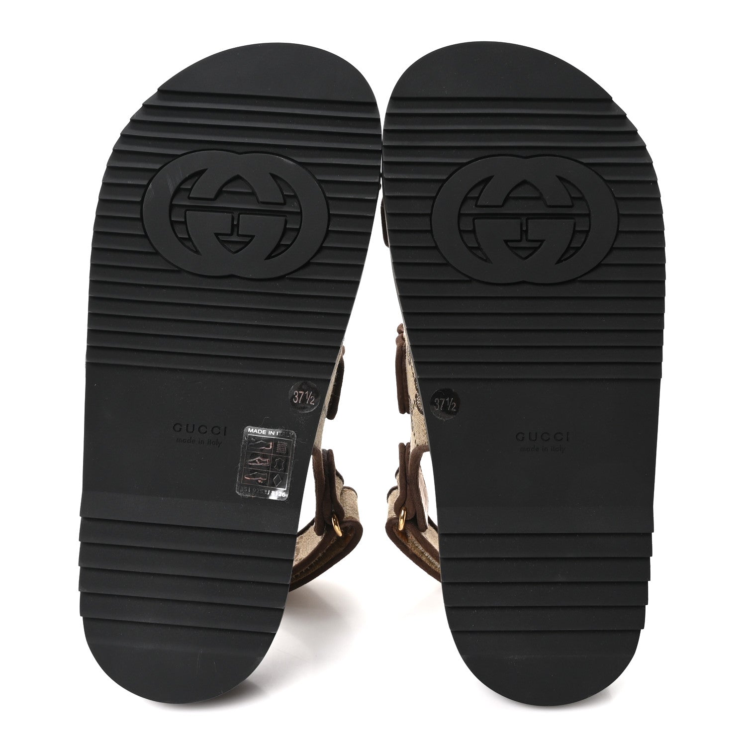 Gucci Monogram Kid Scamosciato Double G Womens Dad Sandals 37.5 Beige Ebony New Acero 6 of 10