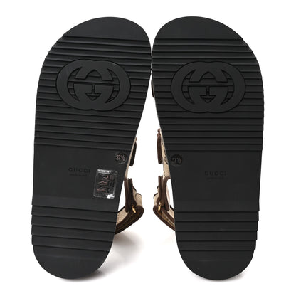 Gucci Monogram Kid Scamosciato Double G Womens Dad Sandals 37.5 Beige Ebony New Acero 6 of 10