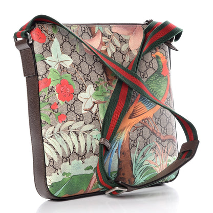 Gucci GG Supreme Monogram Tian Web Medium Flat Messenger Beige Multicolor New Acero 2 of 10