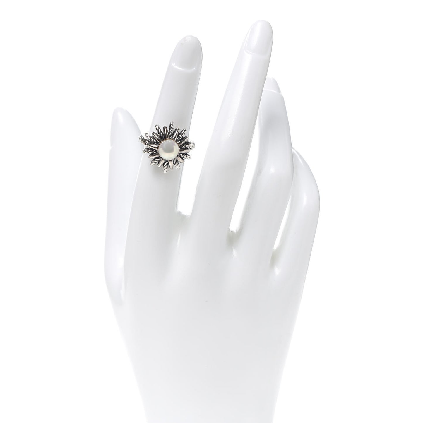 Sterling Silver Pearl Starburst Ring 49 5