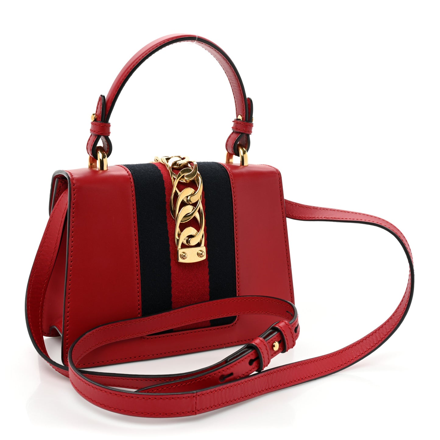 Calfskin Mini Sylvie Top Handle Bag Hibiscus Red