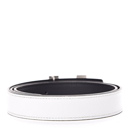Hermes Swift Epsom 24mm Guilloche H Belt 80 Black White 3 of 7