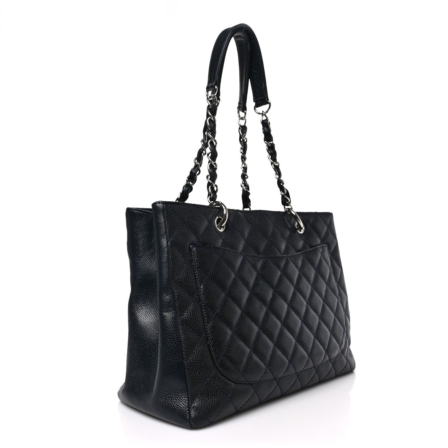 Chanel Caviar Quilted Grand Shopping Tote GST Dark Navy Blue 3 of 8
