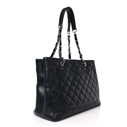 Chanel Caviar Quilted Grand Shopping Tote GST Dark Navy Blue 3 of 8